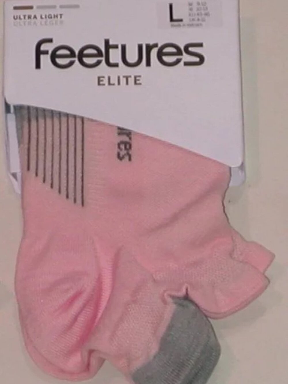 Feetures Elite ULTRA LIGHT Unisex No Show Tab Socks Women's Large Pink